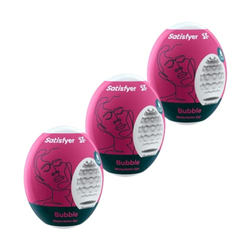 Masturbator Egg 3 Pack - Stroker For Male Masturbation, Portable Pleasure Sleeve, Super-Stretchy, No Lubricant Required, Disposable, Single-Use (Bubble)