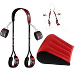 Bondage Sex Restraint Set With Adjustable Strap & Position Pillow - Deep Support Sex Cushion For Couples,Bed Restraints, Multifunctional Ramp Furniture For Men & Women(Red)