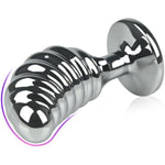 Metal Curved Thread Anal Plug With Jeweled Base For Prostate Massage G-Spot Stimulation Adult Unisex Sex Toy (S)