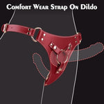 Strap On Dildo, Sex Toy - Strap On Harness Fits Various Sizes Of Dildoes, 3 Different Sizes Of Metal O-Rings For Each Position (2 Sets Of 6 O-Rings Total), Perfect For Lesbian And Gay Couples (Red)