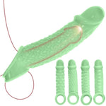 4 Pcs Reusable Penis Sleeves, Soft Green Cock Sleeve Penis Extender Adult Sex Toys For Men Women, Dick Enlarger Male Sex Toy For Couples Pleasure