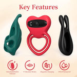 Vibrating Cock Ring, Couples Sex Toys, Clitoral G Spot Nipples Stimulator, Finger Vibrator With Mini Bullet, Waterproof 9 Vibration Modes, Rose Adult Sex Toy For Man And Women