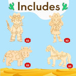 Western Cowboy Cowgirl Party Favors - 12 Piece Wild West Wooden Painting Kit