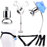 New Male Inverted Chastity Device Sex Toy Set Whit Chastity Belt, Stainless Steel Negative Chastity Devices Locked Cock Cage Butterfly Shape Adult Penis Sm Bondage Sex Toys For Gay Men (Blue)