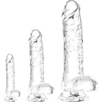 Clear Realistic Dildo Set - 3 Sizes (Small Big Huge) Suction Cup Dildo Anal And Vaginal Pleasure,Realistic Penis,Large Dildo With Ball,Suitable For Beginners To Advanced Users(6'' 8'' 11'')