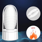 Male Masturbator Portable Stroker with Heating Function Base Textured Pocket Pussy Stretchy Penis Massage Masturbation Sleeve Sex Toys for Men