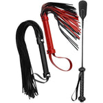 Sex Whip Red 20" Faux Leather Bdsm Whip 27" Black And Riding Crop For Adults Bedroom 18", Bdsm Kit For Beginners
