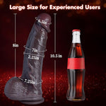 10.5" Thick Black Thrusting Dildo, 2.25" Diameter Big Girthy BBC Heated Toy