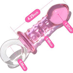 Glass Butt Plug Anal Plug Prostate Massager with Bumps and Pull Loop Pink Fetish Anal Dilator Masturbation Sex Toy for Men Women