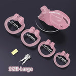 Ht-V2 Male Chastity Cage - Beginner-Friendly Lightweight Design With 4 Adjustable Rings & Invisible Lock | Secure Bondage Gear | Adult Sex Toy For Men (Pink, Large)