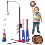 4 In 1 T Ball Sets For Kids 3-5 With Toss And Catch Ball Set, Hanging Tee Stand With Auto Pitching Machine/ 2 Bats, Indoor Outdoor Toys Birthday Baseball Gifts For Toddler Boys Girls, Blue