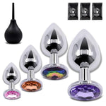 Anal Plug Beginner Set - 4 Pcs Jewel Butt Plugs Sex Toy Anal Training Kit, Adult Sex Toys & Games For Beginner Adult Unisex Women And Men Couple