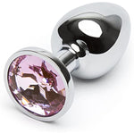 Jewelled Butt Plug - 2.5 Inch Beginner Friendly Metal Anal Plug - Firm Sensitive Skin Friendly Anal Toy - Waterproof - Pink Gem