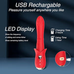 Thrusting Dildo, LED Display G Spot Vibrator with 9 Vibrating, Come-Hither and Up-Down Sliding Modes, Sex Toys Women, Rose Vibrator Wand Clitoral Stimulation