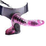 Vibrating Strap On Dildo Dong With Adjustable Harness For Lesbian Realistic Anal Sex Toys For Female Masturbation(Pink)