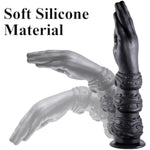 Black Fist Dildo Silicone,13.1In Realistic Hand Dildo With Hand Free Suction Cup,Huge Dildo Anal Fisting For Men Women