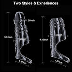New Soft Realistic Penis Sleeve Cock Ring,2Pcs Reusable Cock Rings For Men, Penis Enlargement Silicone Sleeves Girth Male Erection Enhancement, Penis Ring Enlargement Sex Toys (Transparent)