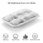 3D Highland Cow Ice Cube Tray, Large Silicone Fun Shapes Ice Cube Mold For Whiskey,Cocktails, Bourbon, Cute Highland Cow Gifts For Holiday Stocking Stuffers