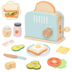 Wooden Pop Up Toaster Play Kitchen Set, 17Pcs Play Food Accessories For Toddlers Early Learning,Pretend Play Breakfast Playset, Toys Gift For Toddlers Girls & Boys