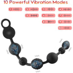 14 Inch Silicone Vibrating Anal Beads + Hollow Strap-On System