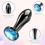 Sex Toys Anal Butt Plug, 3Pcs Adlut Toys Safety Metal Butt Plug Sexy Toy With Crystal Diamond Anal Toy For Men Women Anal Trainer Beginner (Blue)