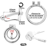 Male Chastity Device With Hidden Lock, Urethral Rod And Anti-Slip Ring, Hollow Design Chastity Cage, Stainless Steel Cock Cage For Men (50Mm)