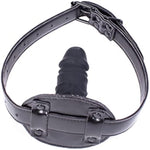 Sm Realistic Penis Gag Sex Bondage Mouth Gag With Adjustable Leather Strap For Couple Restraint Set (Length: 10Cm, Black)