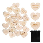 20 Pcs Funny Tokens,Heart-Shaped Date Night Activity Tokens Wooden Couple Activity Tokens,Romantic Valentines Bedroom Games Gift For Couples