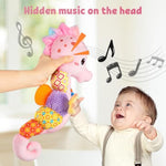 Baby Toys Musical Seahorse,Infant Stuffed Animal Toys With Crinkle And Rattles,Soft Sensory Toys With Textures For Tummy Time Newborn Boys Girls 0 3 6 12 Months(Pink)