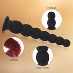 Butt Plug Tail,7.8 in Silicone Black Anal Beads with Removable Furry Tail,Fox Tail Plug Sex Toys for Men Women Couples Cosplay