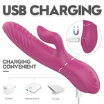 Vaginal Massage Stick - Dual Head Vibration, Synchronized Stimulation Of Clitoral G-Spot, Impact Mode, Silicone Masturbator Sex Toy (Claret)