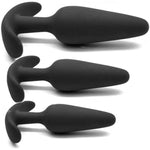 Anal Plug Toy Butt Plug Anal Trainer Set Silicone Anal Beads Plug Kit Trainer Triple Set & 8 Cm, Butt-Plug Black - Erotic Adult Toys (Small)