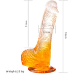 Gradient Dildo Anal Toy With Strong Suction Cup Vaginal Toys For Couples Soft Realistic Dildo Massage G-Spot And Prostate For Lesbian (L,Yellow)