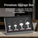 Jewel Butt Plug Beginner 4 Piece Set - Extra Small, Small, Medium, Large - Wide Base Prevents Slippage - Metal Anal Sex Adult Toy For Men & Women - Heart Shaped Charm (Silver & Pink)