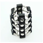 Leather Adjustable Chastity Belt Penis Rings Male Metal Erection Ring Penis Sleeve Male Sm Double Ring Bondage Adult Products Sex Toys