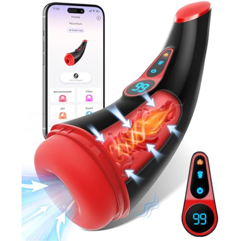 Sex Toys For Men Male Masturbator - App Control Adult Toys Male Masturbators Penis Pump With 9 Sucking & 9 Vibrating, 3D Textured Sleeve Heating Blowjob Mens Sex Toy, Lcd Display Pocket Pussy For Men