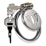 Chastity Cage Metal Dark Lock Male Butterflies Flat Cockcage With Urethral Catheter Design Bdsm Bondage Penis Cages Sex Toys For Couples (50Mm Ring)