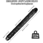 11.8 * 1.37 Inches Double Dildo Crystal Jelly Realistic Anal Long Dildo Penis Soft And Flexible With Veins And Glans Adult Sex Toys For Women/Men/Lesbian Black