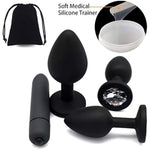 Vibrating Anal Plug, 4Pcs Anal Sex Toys Soft Silicone Massager Trainer Kit Anales Plug Toys For Beginners (4Pcs Black)