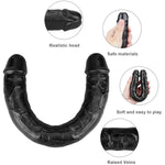 11.8 * 1.37 Inches Double Dildo Crystal Jelly Realistic Anal Long Dildo Penis Soft And Flexible With Veins And Glans Adult Sex Toys For Women/Men/Lesbian Black