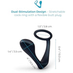 Ringer Sleek Tapered Cock Ring And Butt Plug - Silicone Anal Plug For A-Spot, G-Spot, And P-Spot Stimulation, Anal Toys For Adults (Ringer, Black)