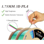 2KG Silk PLA 3D Printer Filament Bundle, 1.75mm Tricolor, 2 x 1KG Spools