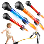 Rockets For Kids Age 4-8 With 4 Led Rockets And Launcher - Outdoor Toys For 4 5 6 7 8-12 Year Old Boy Birthday Gift, Air Powered Flying Toy Shooting Up To 100 Feet, Toys For Kids Ages 8-12