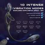 Vibrating Cock Ring Prostate Massager, 3 In 1 Dual Motor Couple Vibrator With 10 Vibration Modes, Penis Ring Clitoris Stimulator Butt Plug, Adult Sex Toys For Men Male Couples Remote Control
