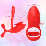 Silicone Penis Vibrator Vibrating Cock Ring Dual Motor With 10 Vibration Modes For Intense Penis Excerise G-Spot Clitoral Stimulation Waterproof Rechargeable Male Sex Toy For Couples (Red)