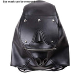 Leather Bondage Gimp Mask Hood, Black Full Face Blindfold Breathable Restraint Head Hood, Sex Toys, For Unisex Adults Couples, Bdsm/Lgbt Cosplay Halloween Masquerade Mask