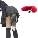 Ooiixx Sexy Fox Tail Cosplay Anal Plug Anal Butt Plug Adult Sex Toys for Women Men Couple Stainless Steel Anal Plug (Red)