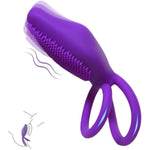 Vibrating Cock Ring With Clitoral Stimulator Silicone Penis Ring Vibrator With G Spot Clitoris Vibrator Rechargeable Waterproof 10 Vibrations Adult Male Sex Toy For Male Female Couple Pleasure?Purple?