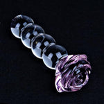 Samll Glass Anal Dildo, 4 Beads Glass Anal Beads Butt Plug With Rose Round Base, Crystal Anal Plug, Anal Trainer Adult Sex Toys, Men And Women Couple Beginner Masturbation Sex Toys