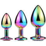 3Pcs Colorful Metal Plated Anal Plug Metal Butt Toys Jewelry Butt Plug Kit